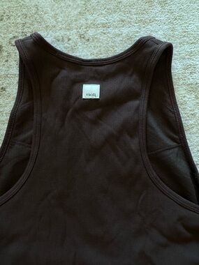 Vuori Chocolate Brown Ribbed Racerback Tank
